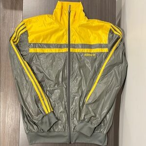 Adidas Yellow and Gray Windbreaker with Reflective Detail